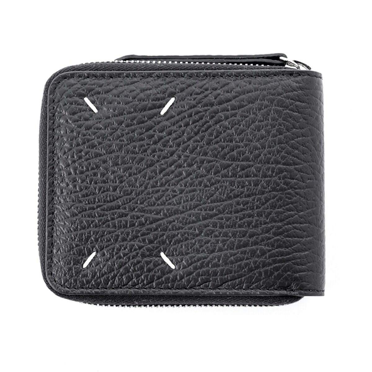 メゾン マルジェラ Maison Margiela 財布 S56UI0111 P0399 T8013 フォーステッチ 小銭入れ付 ラウンドファスナー 二つ折り財布 BLACK ブラック