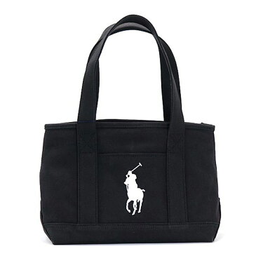 ポロ ラルフローレン POLO RALPH LAUREN トートバッグ SCHOOL TOTE MEDIUM ポニー ロゴ刺繍 BLACK＋WHITE ブラック＋ホワイト 959011