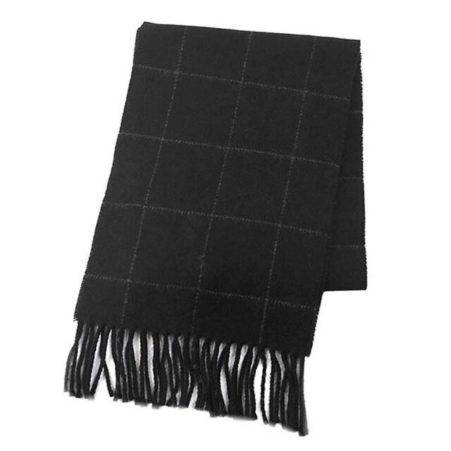 ラルフローレン マフラー（レディース） ポロラルフローレン Polo Ralph Lauren PC0230 REVERSIBLE WINDOWPANE SCARF リバーシブル ウィンドーペーン スカーフ ウール ブレンド マフラー 001 BLACK ブラック