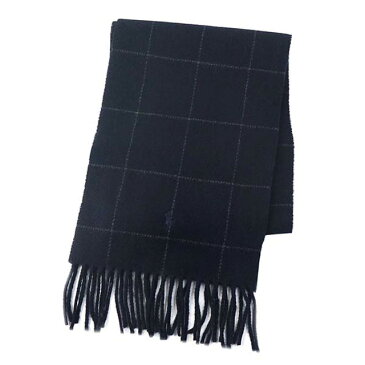 ポロラルフローレン Polo Ralph Lauren PC0230 REVERSIBLE WINDOWPANE SCARF リバーシブル ウィンドーペーン スカーフ ウール ブレンド マフラー 410 AVIATOR NAVY アビエイターネイビー