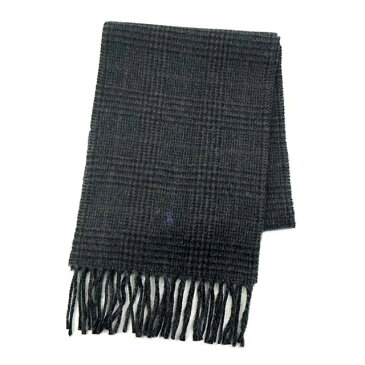 ポロラルフローレン Polo Ralph Lauren PC0252 REVERSIBLE GENTS SCARF リバーシブル ジェンツ スカーフ ウール ブレンド マフラー 001 BLACK/CHARCOAL ブラック＋チャコールグレー