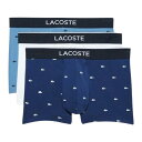 ラコステ LACOSTE ショート ボクサーパンツ お買い得 3枚セット 前閉じ 下着 5H3411 KGN メンズ ブルー+ライトブルー+ホワイト
