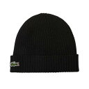 ラコステ LACOSTE ビーニー ニット キャップ 帽子 ニット帽 リブ ロゴ 刺繍 ワンポイント カジュアル RB0001 031 メンズ レディース ユニセックス ブラック ウール