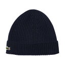 ラコステ LACOSTE ビーニー ニット キャップ 帽子 ニット帽 リブ ロゴ 刺繍 ワンポイント カジュアル RB0001 166 メンズ レディース ユニセックス ネイビー ウール