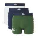 ラコステ LACOSTE ボクサーパンツ ボクサーブリーフ コットン 3枚セット お買い得 パック 前閉じ 下着 6H1295 P52 メンズ グリーン+ネイビ...