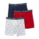 ポロ ラルフローレン POLO Ralph Lauren 肌着 ミドル ボクサーパンツ 3枚セット お買い得 パック 下着 Cotton Classic Fit NCBBP3 L8D メンズ ホワイト+ネイビー+レッド