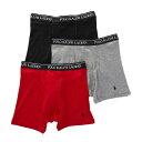 ポロ ラルフローレン POLO Ralph Lauren 肌着 ミドル ボクサーパンツ 3枚セット お買い得 パック 下着 Cotton Classic Fit NCBBP3 RHD メンズ ヘザー+レッド+ブラック