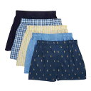 ラルフローレン Ralph Lauren 下着 パンツ トランクス 5枚セット お買い得 パック NCWBP5 AP6N メンズ ネイビー+ブルー+ホワイト+イ...
