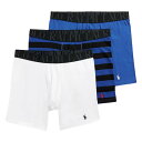 ポロ ラルフローレン POLO Ralph Lauren 肌着 ミドル ボクサーパンツ ストレッチ 3枚セット お買い得 パック 下着 Stretch Classic Fit NWBBP3 S6Z メンズ ホワイト+ストライプ+ブルー