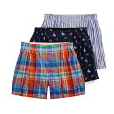 ポロ ラルフローレン POLO RALPH LAUREN トランクス ウーブンボクサー 3枚セット お買い得 パック 下着 NCWBP3 SPA3 メンズ ブルー+オレンジ+ネイビー+ホワイト+マルチカラー