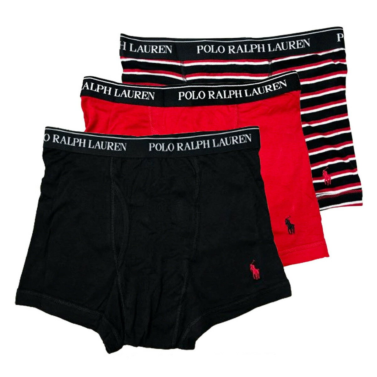ポロ ラルフローレン POLO Ralph Lauren ボクサーパンツ ショート 3枚組 アソート セット クラシックフィット 前開き 下着 アンダーウェア NCTRP3 U1O メンズ ブラック+レッド