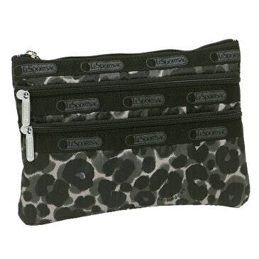 レスポートサック LeSportsac ポーチ 化粧ポーチ 7158 D873 3-ZIP COSMETIC 3ジップ コスメティック CHEETAH S チーター柄ブラック系マルチ