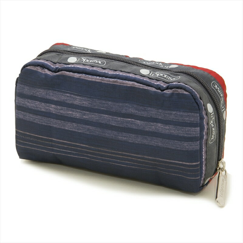 レスポートサック LeSportsac ポーチ RECTANGULAR COSMETIC 6511 E294 コスメポーチ レクタンギュラーコスメティック SADDLE STRIPE サドルストライプ ネイビー系 縞柄 化粧ポーチ 新品