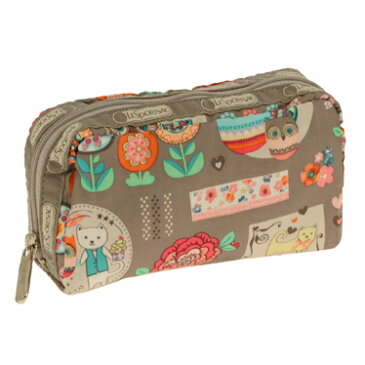 レスポートサック LeSportsac ポーチ コスメポーチ 6511 D520 RECTANGULAR COSMETIC レキュタンギュラーコスメティック KEEP HAPPY PRINT ベージュ系マルチ