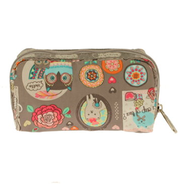 レスポートサック LeSportsac ポーチ コスメポーチ 6511 D520 RECTANGULAR COSMETIC レキュタンギュラーコスメティック KEEP HAPPY PRINT ベージュ系マルチ