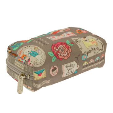 レスポートサック LeSportsac ポーチ コスメポーチ 6511 D520 RECTANGULAR COSMETIC レキュタンギュラーコスメティック KEEP HAPPY PRINT ベージュ系マルチ