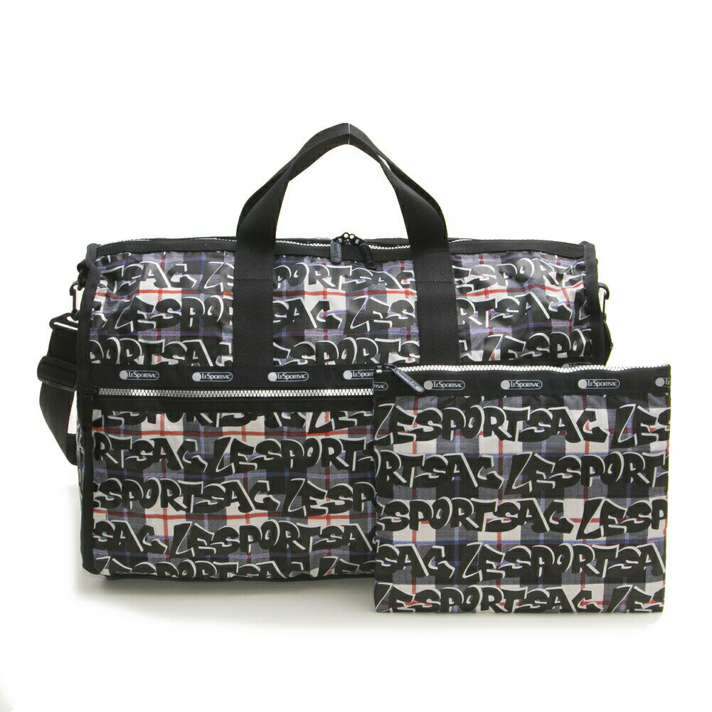 レスポートサック LeSportsac バッグ ボストンバッグ ショルダーバッグ 7185 F506 LARGE WEEKENDER ラージウィークエンダー GRAFFITI CHECK SILVER ブラック系マルチ