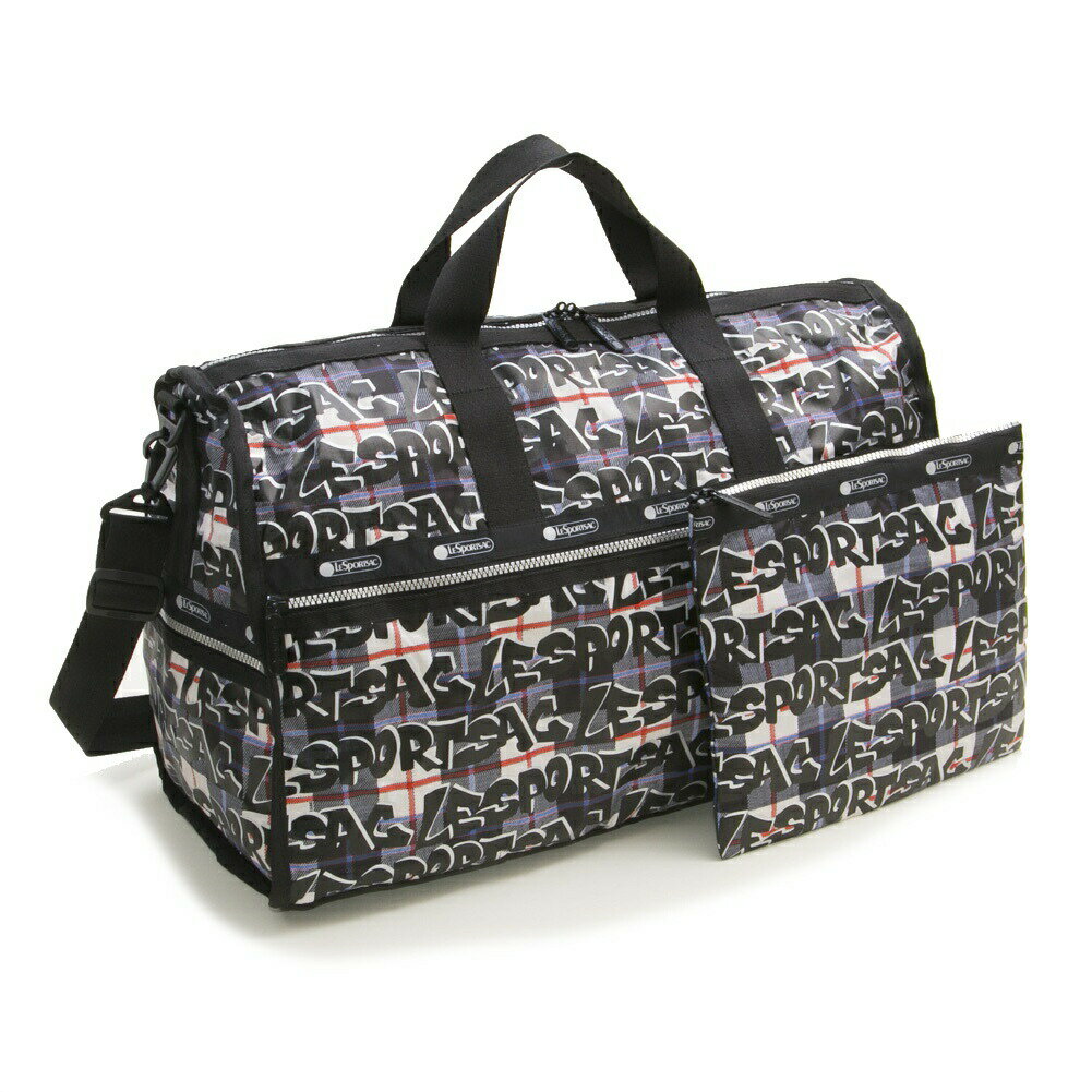 レスポートサック LeSportsac バッグ ボストンバッグ ショルダーバッグ 7185 F506 LARGE WEEKENDER ラージウィークエンダー GRAFFITI CHECK SILVER ブラック系マルチ