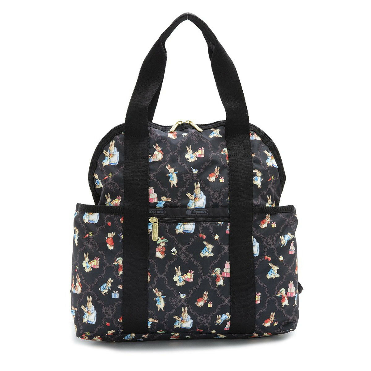 ハンドバッグ レスポートサック LeSportsac リュックサック ハンドバッグ トートバッグ 2442 U230 DOUBLE TROUBLE BACKPACK ダブル トラブル バックパック HAPPY BIRTHDAY PETER ブラック系マルチ ピーターラビット コラボレーション