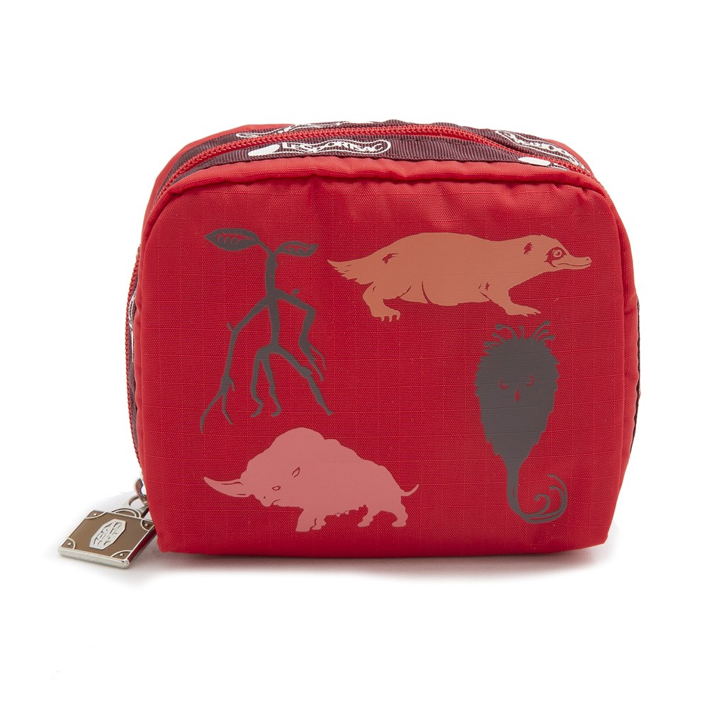 レスポートサック LeSportsac ポーチ コスメポーチ 6701 G918 SQUARE COSMETIC スクエアコスメティック HAPPY BEASTS SQ COS レッド系 ファンスタスティックビースト コラボレーション