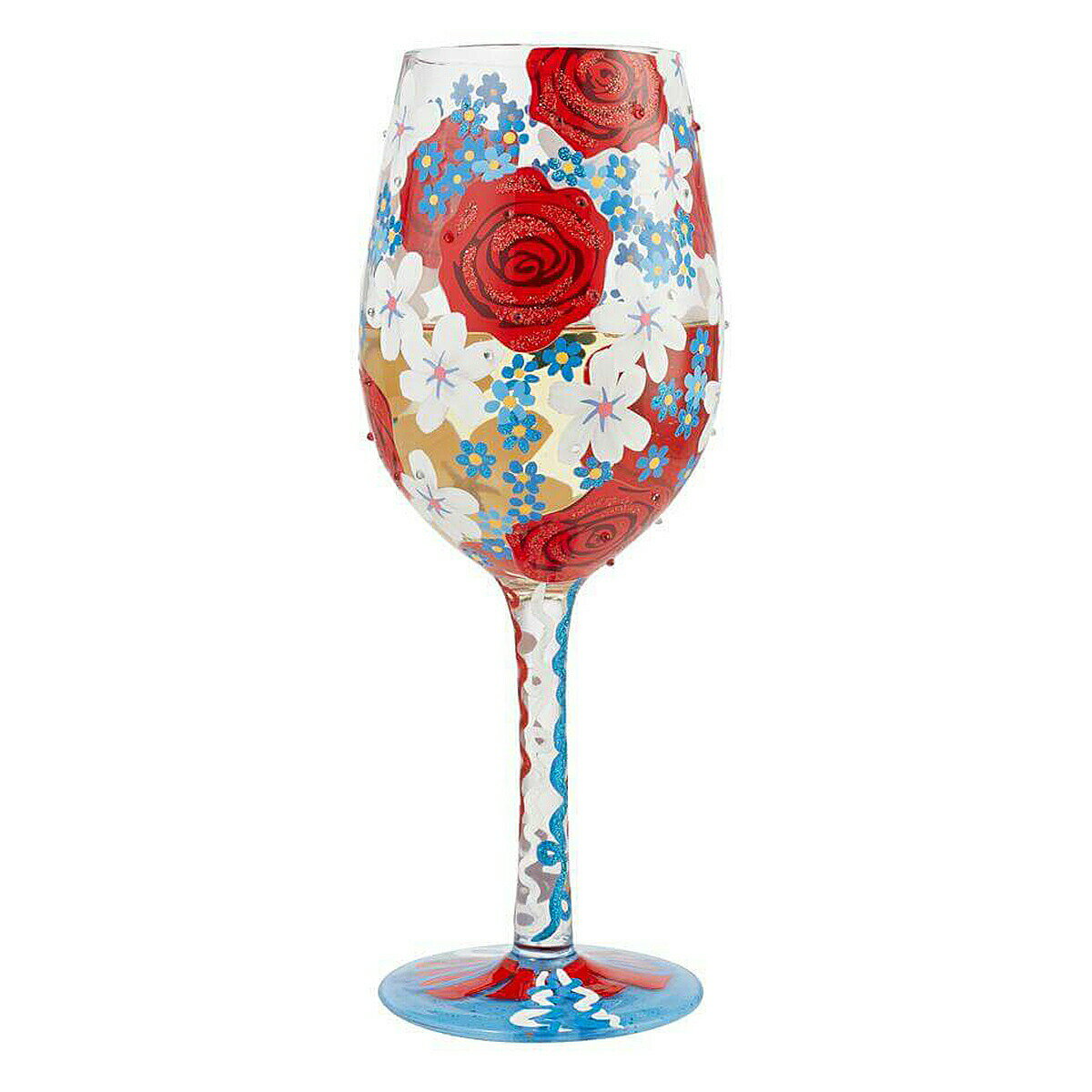 ロリータ LOLITA グラス ワイングラス 6010155 RED,WHITE & BLLOMED 赤、白のお花 バラ 花 インテリア マルチカラー おしゃれ ブランド 新品