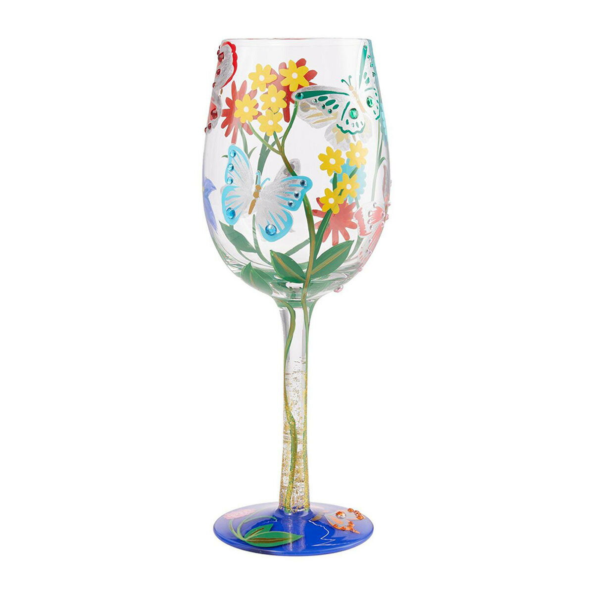 ロリータ LOLITA グラス ワイングラス 食器 コップ 6009219 Bejeweled Butterfly 宝石をちりばめた蝶 花 バタフライ マルチカラー