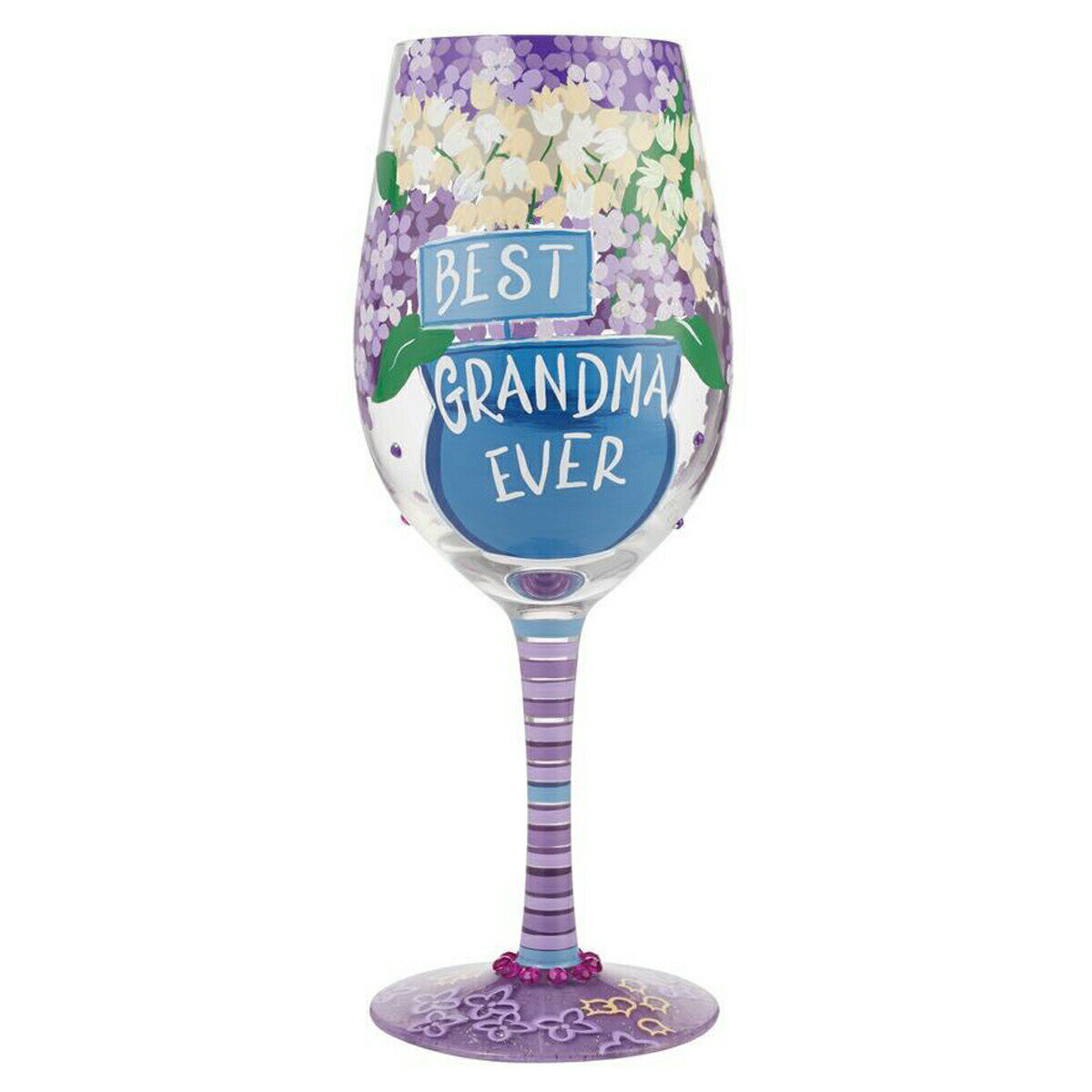 ロリータ LOLITA グラス ワイングラス 6010658 Best Grandma Ever 史上最高のおばあちゃん 敬老の日 花 パープル系＋マルチカラー