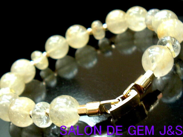 【製作元直販】【18金】【金運:財運】【高級天然ゴールデンルチルクォーツ&K18ミラーボール 2025年開運ブレスレット】(R 10.0mm/R 8.0mm/K...