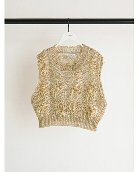 Rakuten - シニョン　CHIGNON　 カットJQフリンジニットベスト　BEIGE　 [9261-091GS]