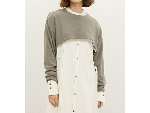 送料無料 アーモンドオイル ALMOND OIL Powdery warm cropped length pullover 252A3313 日本製 パウダ..