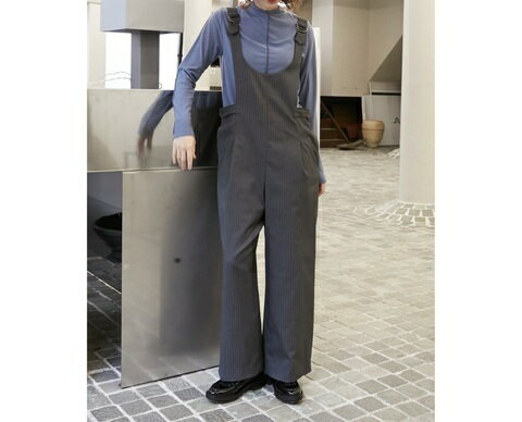 送料無料 アーモンドオイル ALMONDOIL ドビーストライプオーバーオール 252A1409 オーバーオール サロ..