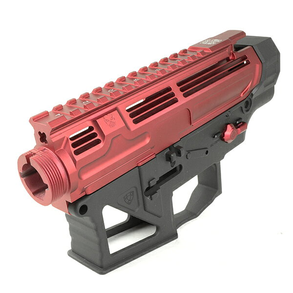 SAMURAIのAPS 軽量切削レシーバーキット PEW刻印 ver. APS M4 電動ガン用 ブラック/レッド｜アングル2