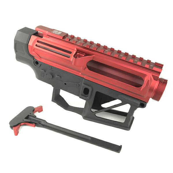 SAMURAIのAPS 軽量切削レシーバーキット PEW刻印 ver. APS M4 電動ガン用 ブラック/レッド｜アングル3