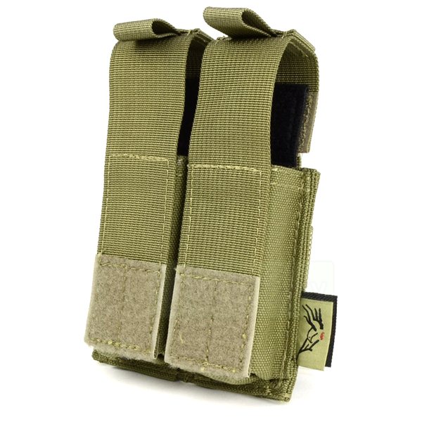 FLYYE MOLLE Double .45 Pistol Magazine Pouch KH　サバゲー,サバイバルゲーム,ミリタリー