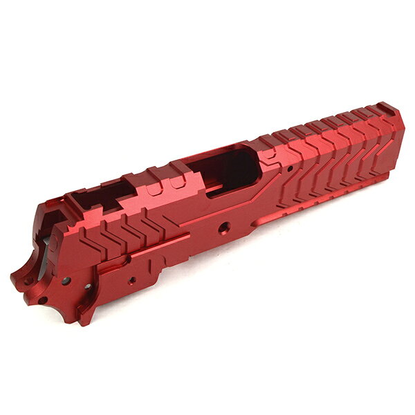 SAMURAIの5KU CNC アルミニウム Matrix スライド ＆ ミッドシャーシ セット マルイ ハイキャパ シリーズ用 レッド｜アングル2