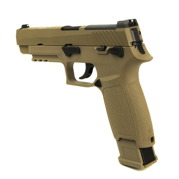 SAMURAIのAsia Electric Guns AEG-F17 SIG P320 M17 フルサイズ ガスブローバックガン 無刻印ver. デザートカラー｜アングル3