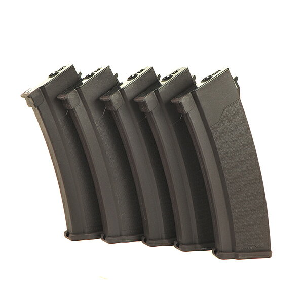 SAMURAIのSpecna Arms S-MAG AK用 130連 ミッドキャップ ポリマーマガジン プラム 5本セット｜アングル2
