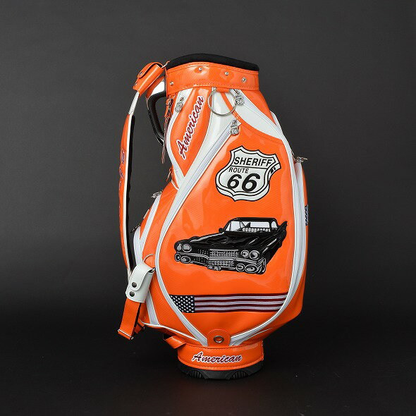 ゴルフ キャディバッグ/SHERIFF シェリフ/アメリカンシリーズ/SFA-013/オレンジ/9.5インチ/4.2kg/口枠5分割