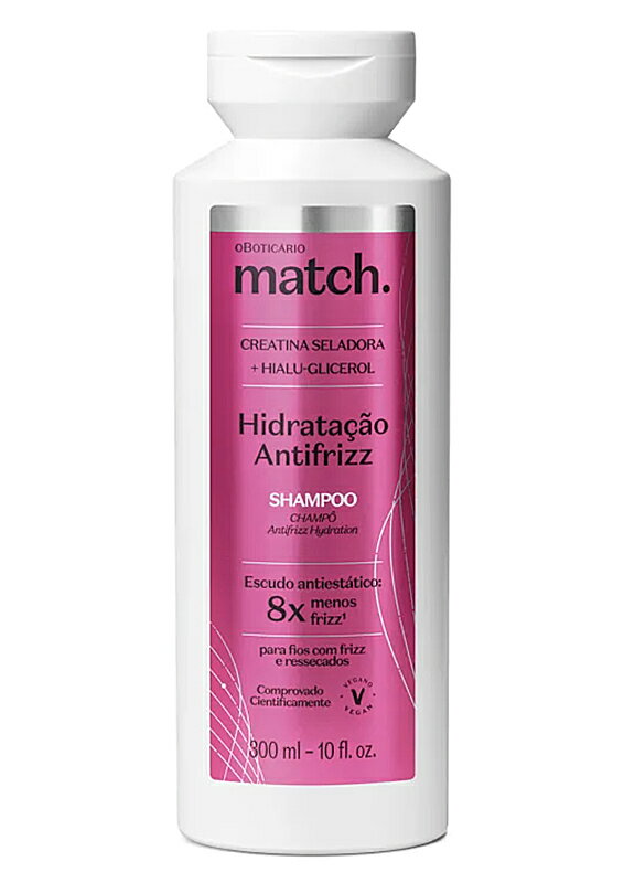 オ・ボチカリオ マッチ ハイドレーション アンチフリッズ ヘアシャンプー 300ml O Boticario ブラジル製ヘアケア （ドライヘア・くせ毛用）