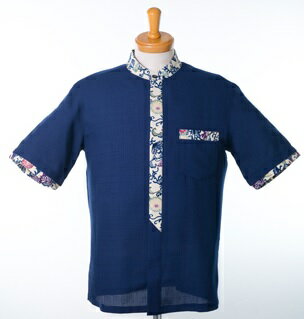【数量限定】かりゆしウェア Men's マオカラー(紺×紅型)ビッグサイズ・大きいサイズ5L メンズ 送料無料 lfeelcoco ラフィール.ココ 宅配便発送【smtb-MS】【RCP】【沖縄 土産 沖縄土産 沖縄お土産】【月間優良ショップ】