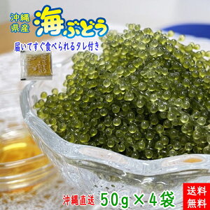 沖縄県産 感謝の海ぶどう 50g×4袋 タレ付 化粧箱なし ネコポス便送料無料【月間優良ショップ】