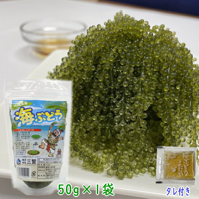 沖縄県産 感謝の海ぶどう 50g×1袋 タレ付 シール付 化粧箱なし ネコポス便送料無料【月間優良シ ...