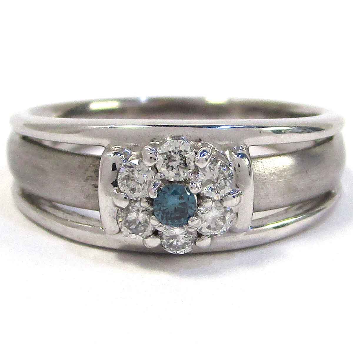 ノーブランド レディースリング ダイヤモンド（処理ブルー） K18WG 中古 グレード：リサイクル・仕上済 サンヤ質店