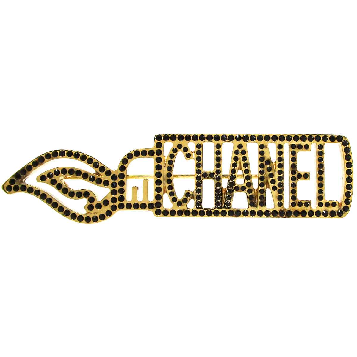 シャネル ブローチ B17A ロゴプレート ライターモチーフブローチ ブロンズ系／黒 中古 グレード：A サ..