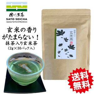 ＼8のつく日は『お茶っ葉の日』8%OFFクーポン(8日～9日)／【 抹茶入 玄米茶 ティーパック (2g×30パック) 】ティーバッグ 日本茶 1回分 使い切り お茶 ペットボトル 500ml カテキン ネコポスポイント消化