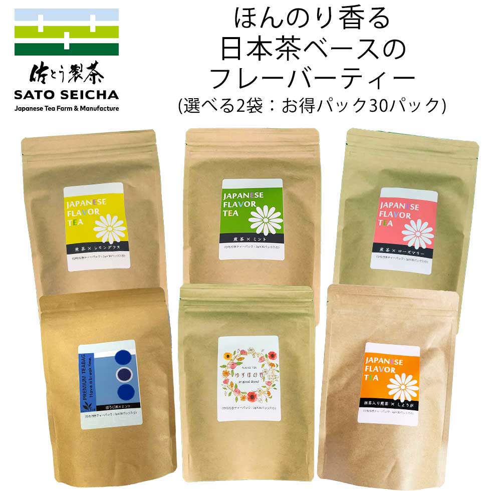 6000円相当【 日本茶 ベース ほんのり香る フレーバーティー ティーバッグ 30パック入 選べる2袋セット】 ハーブティー ミント お徳用 ほうじ茶ミント