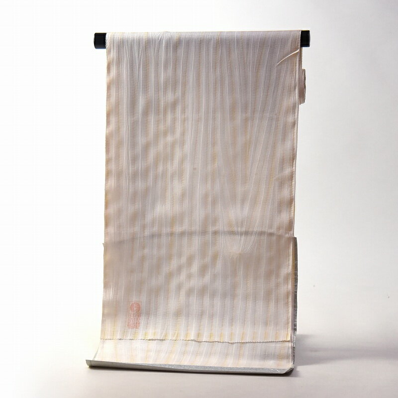 夏物　長襦袢　フルオーダー手縫いお仕立て付き　正絹　駒絽に縫い締め絞り　白地に薄クリーム色　カジュアル着物用【送料込み】ちょい訳あり