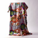 振袖 手縫いお仕立て付き 菊に手毬文様 綸子地 灰色 【トールサイズ・裄74cm位まで】成人式・卒業式・謝恩会・結婚式・披露宴・初釜・パーティーに♪送料込み