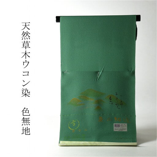 色無地 お仕立て付き 丹後ちりめん 天然草木ウコン染(共八掛け・八掛け付き) 緑色 裄69cmまで あす楽対応 送料無料【着尺/反物/着物/和服/礼装】 色無地 お仕立て付き 丹後ちりめん 天然草木ウコン染(共八掛け・八掛け付き) 緑色 裄69cmまで あす楽対応 送料無料【着尺/反物/着物/和服/礼装】
