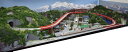 「送料無料」鉄道模型ジオラマレイアウトNゲージ用　単線[150cm×65cm]川のある町（8の字立体交差）●注文製作●150x65−1 その1